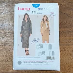 Burda sewing pattern #6582 blazer jacket & skirt set UNCUT size US 8-20